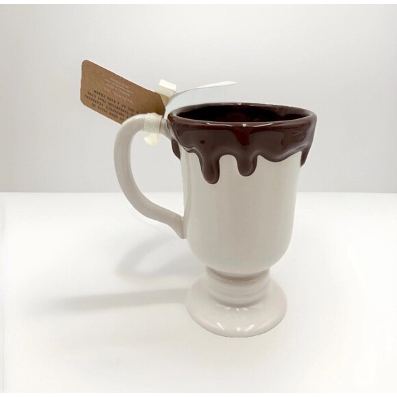 Rae Dunn Christmas Hot Cocoa Pedestal Mug Artisan Collection Magenta Coffee Cup - Picture 2 of 3